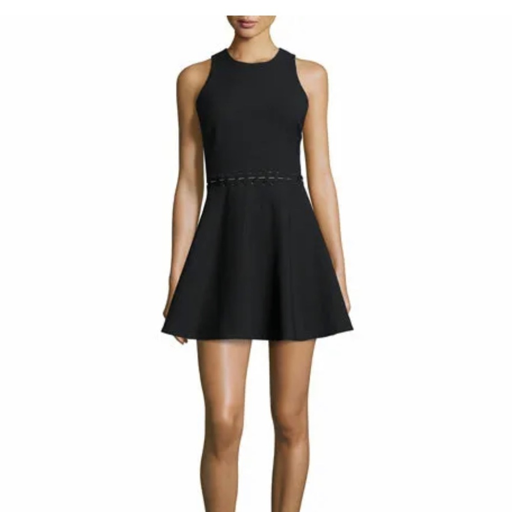 Elizabeth and James 'Carter' Black Lace-Up Waist Jersey Flare Dress Womens Sz 6